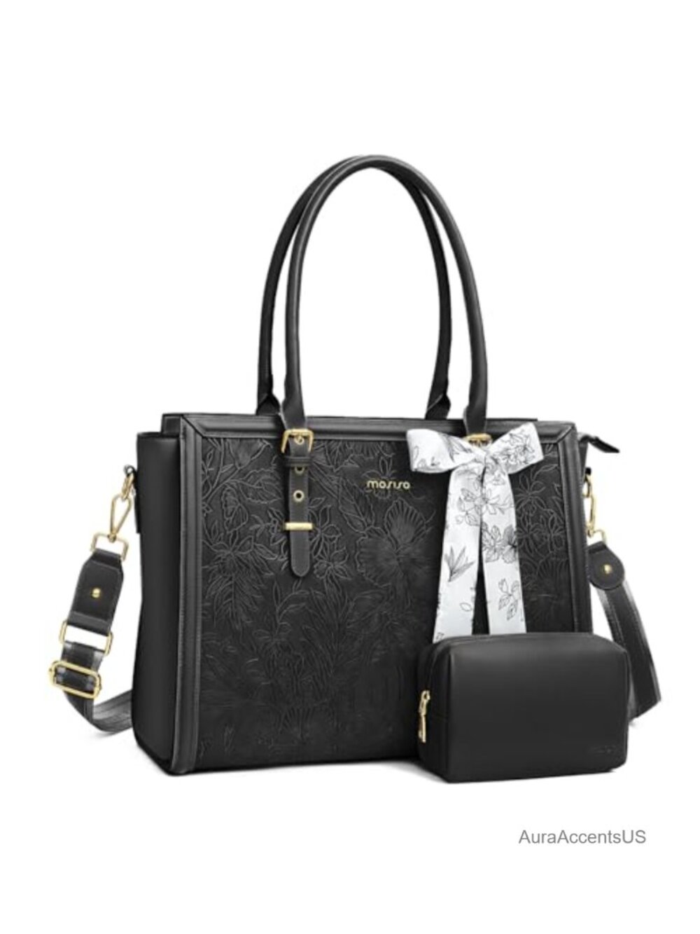 17.3 inch Laptop Tote Bag PU Leather Messenger Shoulder Bag